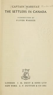 Cover of: The settlers in Canada by Frederick Marryat