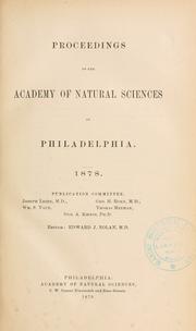 Cover of: Proceedings of the Academy of Natural Sciences of Philadelphia, Volume 30