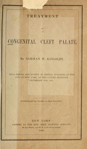Cover of: Treatment of congenital cleft palate