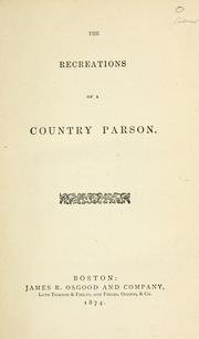 Cover of: The recreations of a country parson. by Andrew Kennedy Hutchison Boyd