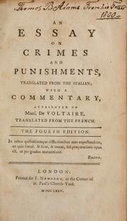 Cover of: An essay on crimes and punishments, translated from the Italian by Cesare Beccaria