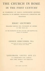 Cover of: The church in Rome in the first century by George Edmundson, George Edmundson