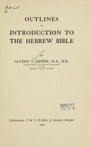 Cover of: Outlines of introduction to the Hebrew Bible