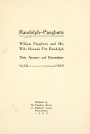 Cover of: Randolph--Pangburn: William Pangburn and his wife Hannah Fitz Randolph by Cicero Pangburn McClure