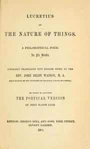 Cover of: On the nature of things by Titus Lucretius Carus