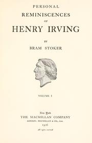 Cover of: Personal reminiscences of Henry Irving by Bram Stoker