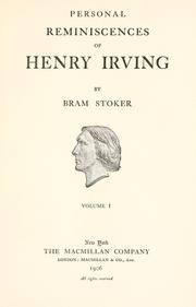 Cover of: Personal reminiscences of Henry Irving by Bram Stoker, Bram Stoker