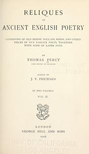 Cover of: Reliques of ancient English poetry by Thomas Percy