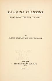 Cover of: Carolina chansons by DuBose Heyward, Hervey Allen, Hervey Allen