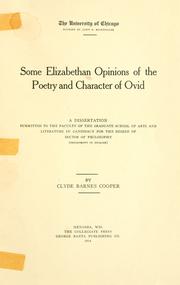 Cover of: Some Elizabethan opinions of the poetry and character of Ovid. by Clyde Barnes Cooper