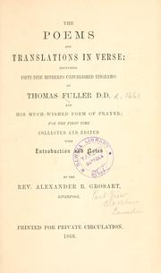 Cover of: The poems and translations in verse by Thomas Fuller