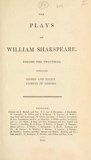 Cover of: The Plays of William Shakspeare: Volume the Twentieth