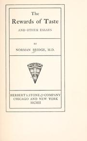 Cover of: The rewards of taste, and other essays