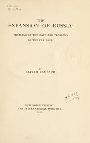 The expansion of Russia by Alfred Rambaud