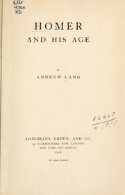 Cover of: Homer and his age.