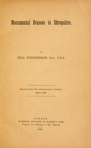 Cover of: Monumental brasses in Shropshire. by Mill Stephenson