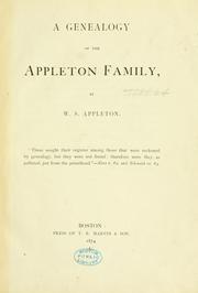 Cover of: A genealogy of the Appleton family