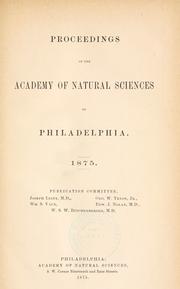 Cover of: Proceedings of the Academy of Natural Sciences of Philadelphia, Volume 27 by Academy of Natural Sciences of Philadelphia