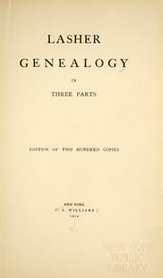 Cover of: Lasher genealogy in three parts.