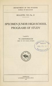 Cover of: Specimen junior high school programs of study by W. S. Deffenbaugh