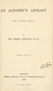 Cover of: An agnostic's apology, and other essays. by Sir Leslie Stephen