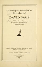 Genealogical record of the descendants of David Sage by Sage, Elisha L.