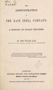 Cover of: The administration of the East India company
