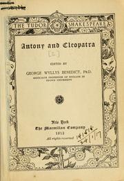 Cover of: Anthony and Cleopatra. by William Shakespeare