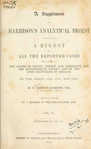 Cover of: A supplement to [S.B.] Harrison's Analytical digest by Richard Tarrant Harrison, Richard Tarrant Harrison