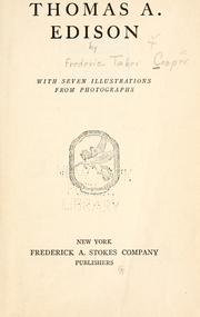 Cover of: Thomas A. Edison