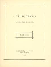 Cover of: A child's verses, found after her death. by Rosa Griffiths