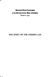 Cover of: The spirit of the common law by Roscoe Pound