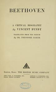 Cover of: Beethoven; a critical biography. by Vincent d'Indy