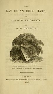 Cover of: The lay of an Irish harp: or, Metrical fragments.