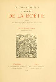 Cover of: Oeuvres complètes d'Estienne de la Boëtie by Étienne de La Boétie