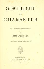 Cover of: Geschlecht und Charakter by Otto Weininger