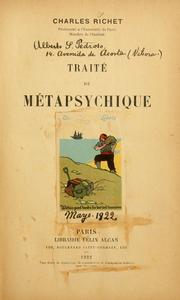 Cover of: Traité de métapsychique by Charles Robert Richet