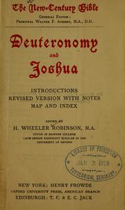 Cover of: Deuteronomy and Joshua by edited by H. Wheeler Robinson.