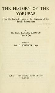 Cover of: The history of the Yorubas
