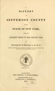 A history of Jefferson county in the state of New York, from the earliest period to the present time by Franklin Benjamin Hough