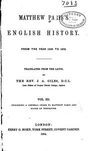 Cover of: Matthew Paris's English history.: From the year 1235 to 1273.