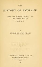 Cover of: The history of England from the Norman conquest to the death of John (1066-1216)