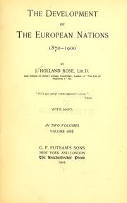 Cover of: The development of the European nations, 1870-1900