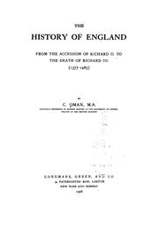 Cover of: The history of England, from the accession of Richard II to the death of Richard III (1377-1485) by Charles William Chadwick Oman