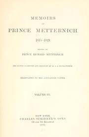 Cover of: Memoirs of Prince Metternich by Klemens von Metternich