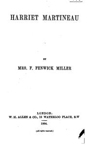 Cover of: Harriet Martineau by Miller, Florence Fenwick