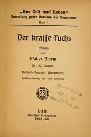 Cover of: Der krasse fuchs by Bloem, Walter