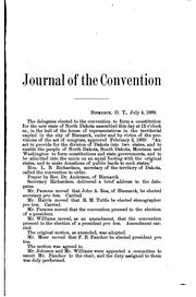 Cover of: Journal of the Constitutional Convention for North Dakota: held at Bismarck, Thursday, July 4 to Aug. 17, 1889, together with the Enabling act of Congress and the proceedings of the Joint commission appointed for the equitable division of territorial property.