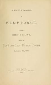 Cover of: A brief memorial of Philip Marett.