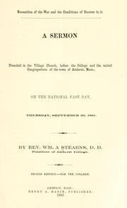 Cover of: Necessities of the war and the conditions of success in it. by William Augustus Stearns